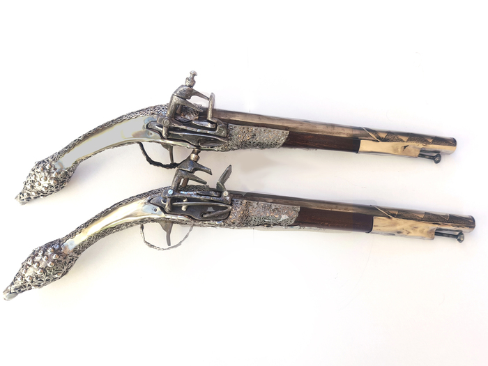 celina ledenica wooden silver pistol miquelet 53cm Photo 3