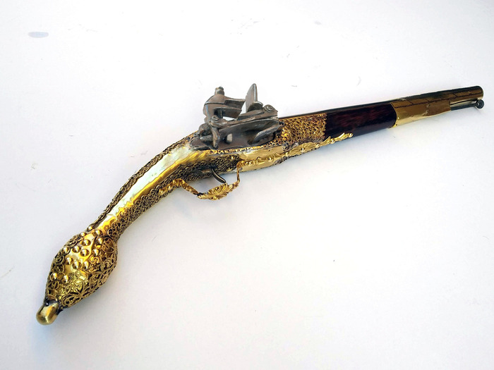 celina ledenica wooden brass pistol miquelet 53cm Photo 3