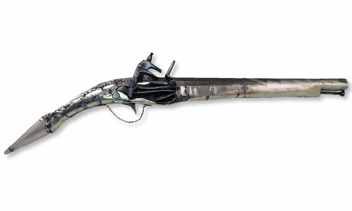 Albanian Rat Tail Pistol Silver 52cm Photo 2