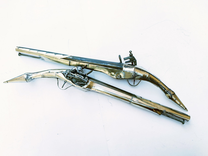 Albanian Rat Tail Pistol Silver 52cm Photo 5