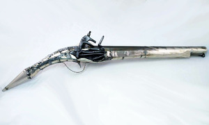 Albanian Rat Tail Pistol Silver 52cm Photo 3