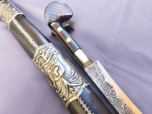 Yataghan Carved with leather (72cm yatagan) Photo 12